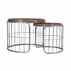 Made in Meubles Table basse gigogne industrielle en métal gris Chiara
