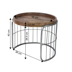 Made in Meubles Table basse gigogne industrielle en métal gris Chiara