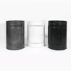 Made in Meubles Table de chevet bidon en métal blanc Meryl