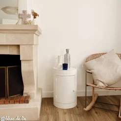 Made in Meubles Table de chevet bidon en métal blanc Meryl