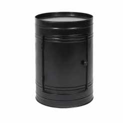 Made in Meubles Table de chevet bidon en métal noir Meryl