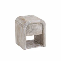 Made in Meubles Table de chevet blanchie en bois de manguier Gilda