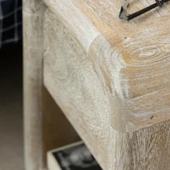 Made in Meubles Table de chevet blanchie en bois de manguier Gilda