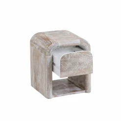 Made in Meubles Table de chevet blanchie en bois de manguier Gilda