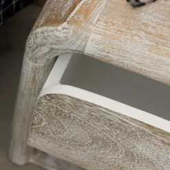 Made in Meubles Table de chevet blanchie en bois de manguier Gilda
