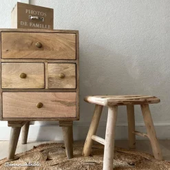 Made in Meubles Table de chevet en bois de manguier 4 tiroirs Maëva