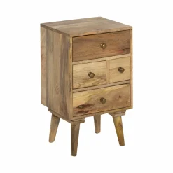 Made in Meubles Table de chevet en bois de manguier 4 tiroirs Maëva