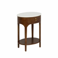 Made in Meubles Table de chevet en manguier et marbre Enoa