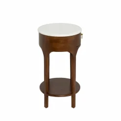 Made in Meubles Table de chevet en manguier et marbre Enoa