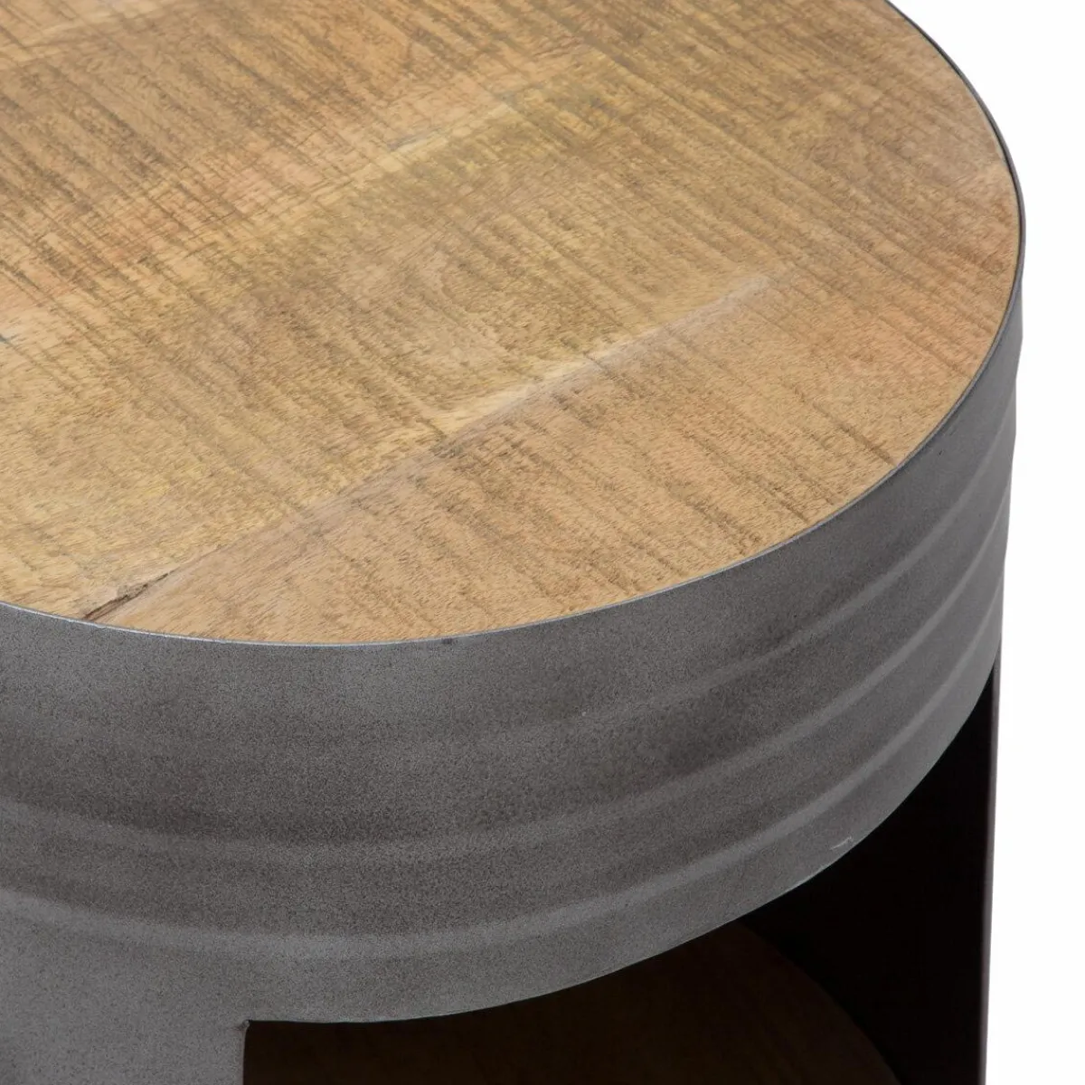 Made in Meubles Table de chevet en métal gris Locker