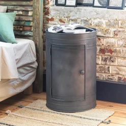 Made in Meubles Table de chevet en métal gris Meryl