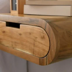 Made in Meubles Table de chevet murale arrondie en bois d'acacia Orane