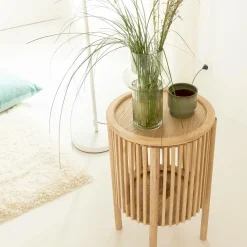 Made in Meubles Table de chevet ronde en bois de pin Vénus