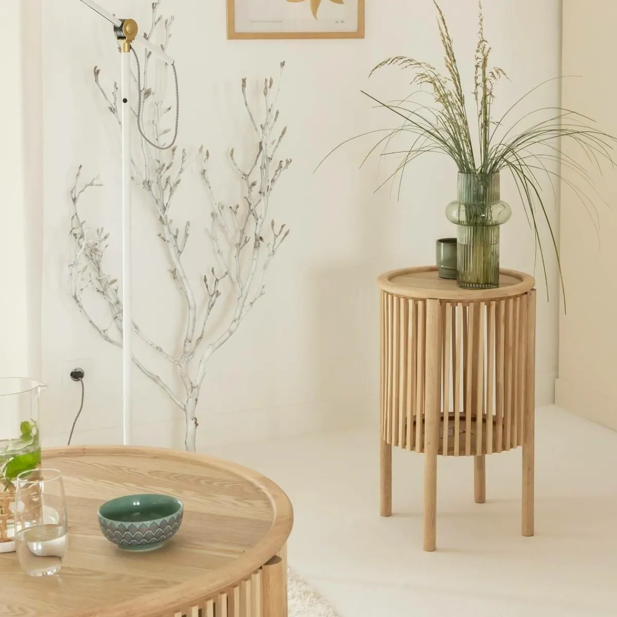 Made in Meubles Table de chevet ronde en bois de pin Vénus