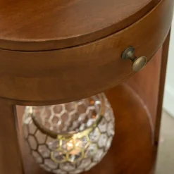 Made in Meubles Table de chevet ronde en bois de manguier Oana