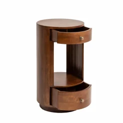 Made in Meubles Table de chevet ronde en bois de manguier Oana