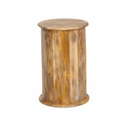 Made in Meubles Table de chevet ronde en bois de manguier avec porte Maëva