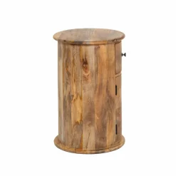 Made in Meubles Table de chevet ronde en bois de manguier avec porte Maëva