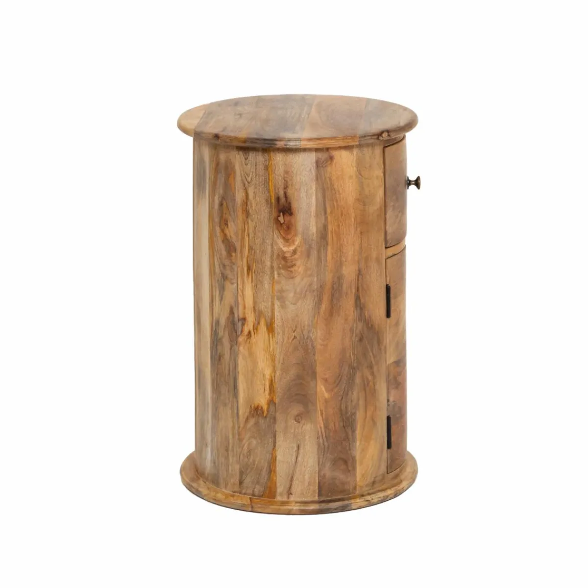 Made in Meubles Table de chevet ronde en bois de manguier avec porte Maëva