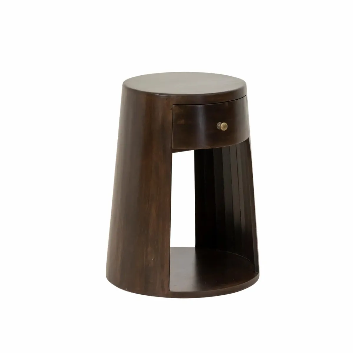 Made in Meubles Table de chevet ronde en bois de manguier Isao