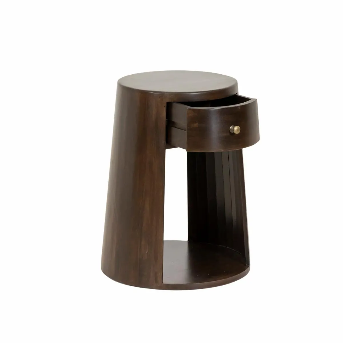 Made in Meubles Table de chevet ronde en bois de manguier Isao