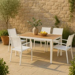 Made in Meubles Table de jardin blanche en aluminium Ayden