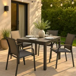 Made in Meubles Table de jardin carrée en aluminium gris Kaïa