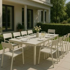 Made in Meubles Table de jardin en aluminium taupe Kaïa
