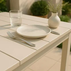Made in Meubles Table de jardin en aluminium taupe Kaïa