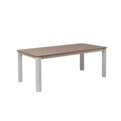 Made in Meubles Table de jardin en aluminium blanc et effet bois Ayden