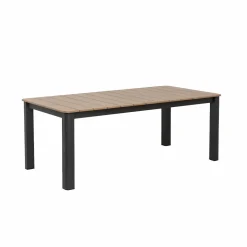 Made in Meubles Table de jardin en aluminium gris et effet bois Ayden
