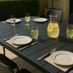 Made in Meubles Table de jardin grise en aluminium Kaïa