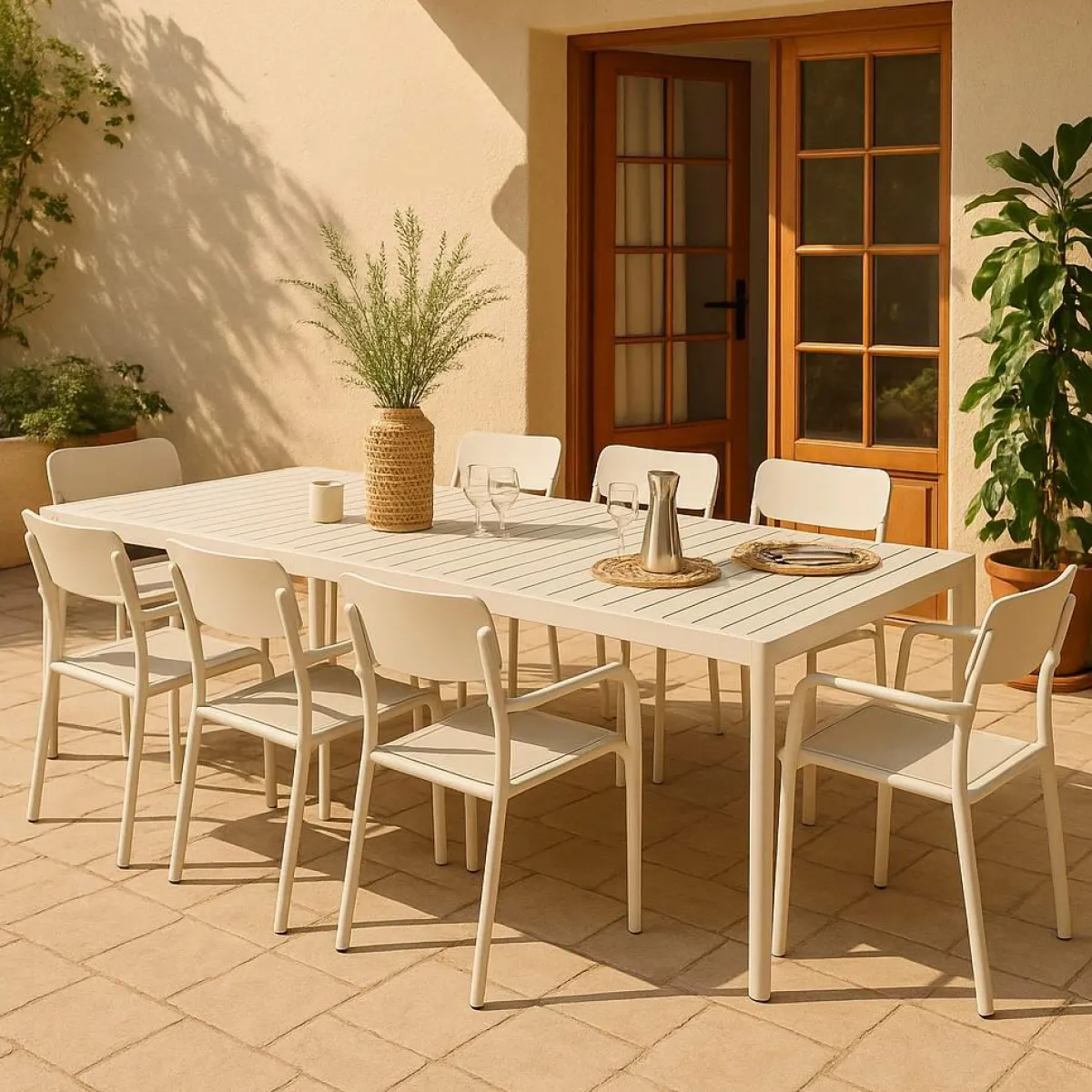 Made in Meubles Table de jardin rectangulaire en aluminium taupe Kaïa