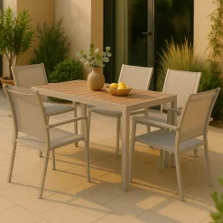 Made in Meubles Table de jardin taupe en aluminium Ayden