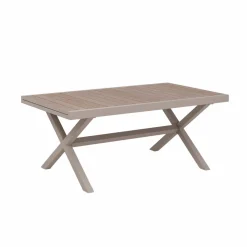 Made in Meubles Table de jardin taupe et effet bois en aluminium Ayden
