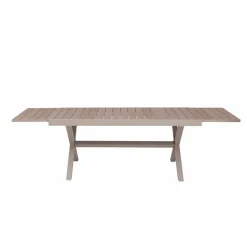 Made in Meubles Table de jardin taupe et effet bois en aluminium Ayden