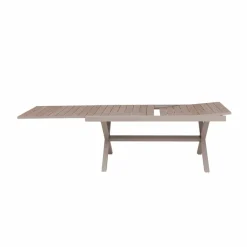 Made in Meubles Table de jardin taupe et effet bois en aluminium Ayden