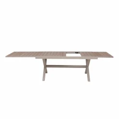 Made in Meubles Table de jardin taupe et effet bois en aluminium Ayden