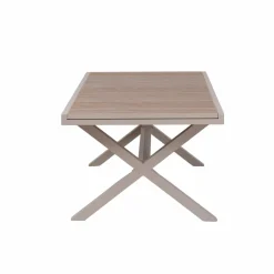 Made in Meubles Table de jardin taupe et effet bois en aluminium Ayden
