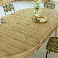 Made in Meubles Table à manger avec allonges en bois recyclé Garance