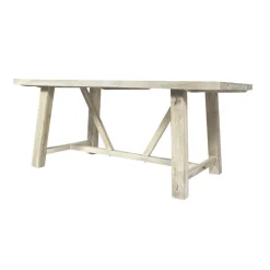 Made in Meubles Table à manger avec allonges en bois de manguier blanchi Terra