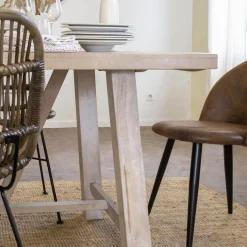 Made in Meubles Table à manger avec allonges en bois de manguier blanchi Terra
