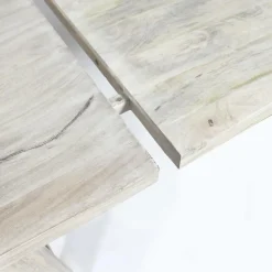 Made in Meubles Table à manger avec allonges en bois de manguier blanchi Terra