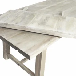 Made in Meubles Table à manger avec allonges en bois de manguier blanchi Terra