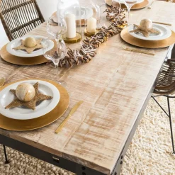 Made in Meubles Table à manger avec allonges en bois de manguier et métal Locker