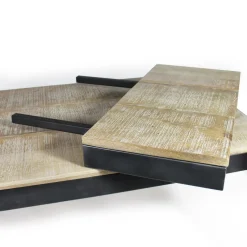 Made in Meubles Table à manger avec allonges en bois de manguier et métal Locker
