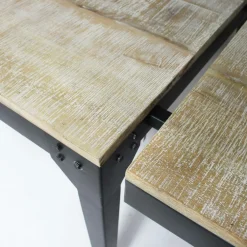 Made in Meubles Table à manger avec allonges en bois de manguier et métal Locker