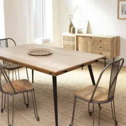 Made in Meubles Table à manger avec allonges en bois de manguier Pia
