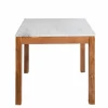 Made in Meubles Table à manger carrée en bois d'acacia et marbre Arthuro