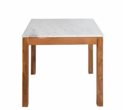 Made in Meubles Table à manger carrée en bois d'acacia et marbre Arthuro
